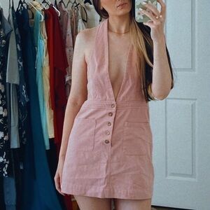 Ellison Backless Blush Skirt Overalls